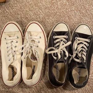 TWO PAIRS of converse all star low top sz 8